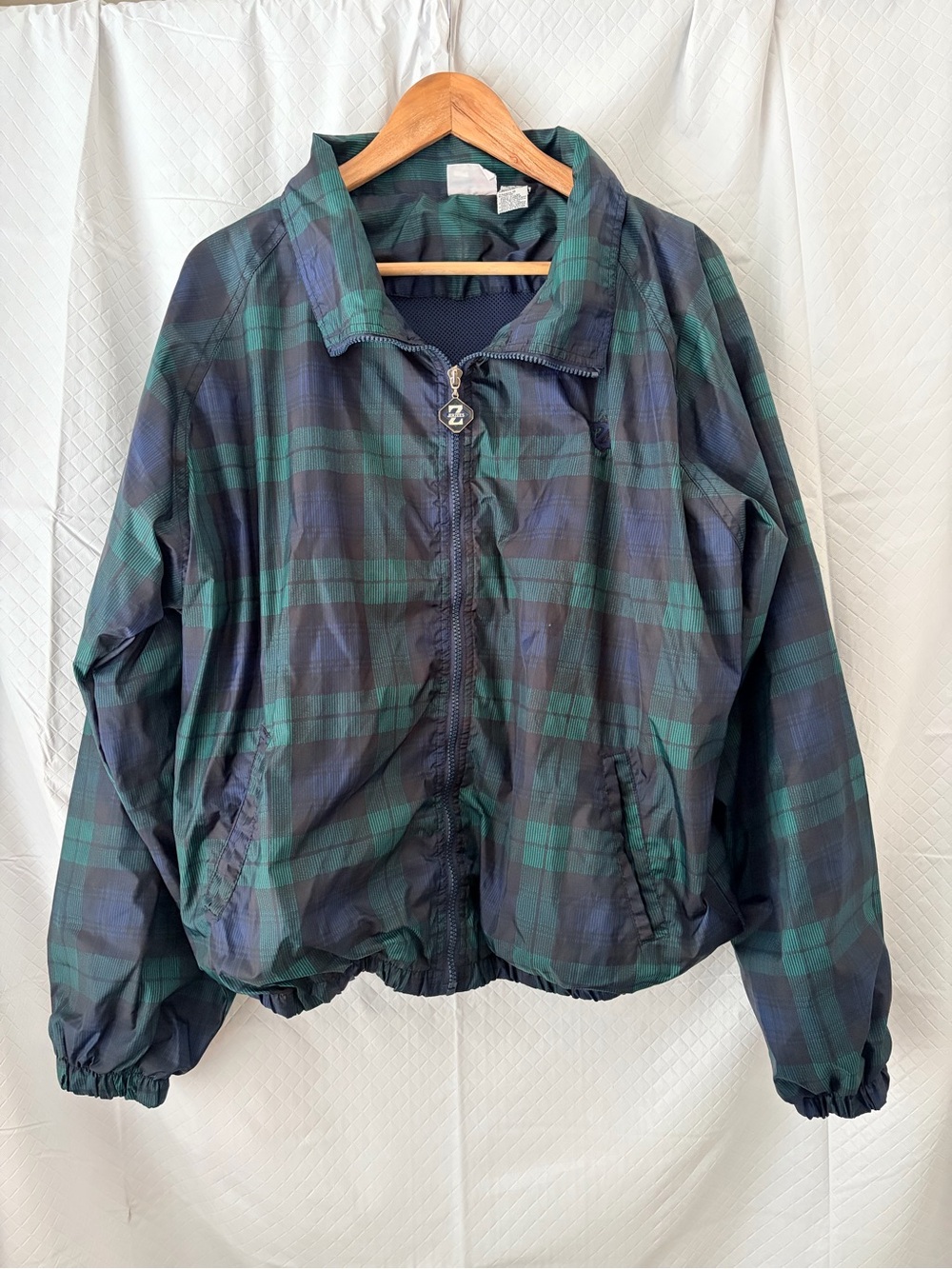 Jerzees Plaid Bomber Jacket in Green and Blue